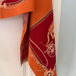 Orange and Red Scarf with Carriage Design